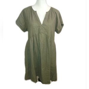 Universal Thread Olive Green V-neck Short Sleeved Tier Skirt Dress, M